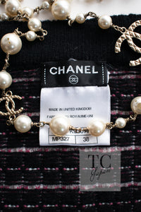 CHANEL 11S Pink Rhinestone Trim Cashmere Knit Jacket Cardigan 38 シャネル ピンク 豪華 ラインストーン カシミア ニット ジャケット カーディガン 即発