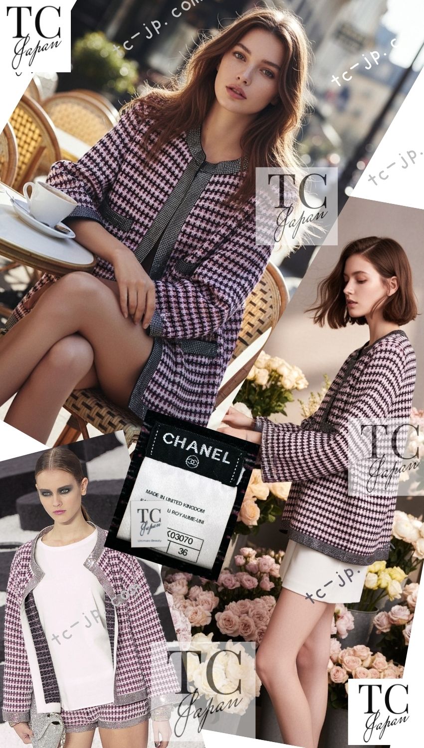 CHANEL 11S Pink Rhinestone Trim Cashmere Knit Jacket Cardigan 36 38 40 50 シャネル ピンク 豪華 ラインストーン カシミア ニット ジャケット カーディガン 即発 - TC JAPAN