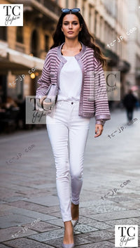 CHANEL 11S Pink Rhinestone Trim Cashmere Knit Jacket Cardigan 36 38 40 50 シャネル ピンク 豪華 ラインストーン カシミア ニット ジャケット カーディガン 即発 - TC JAPAN