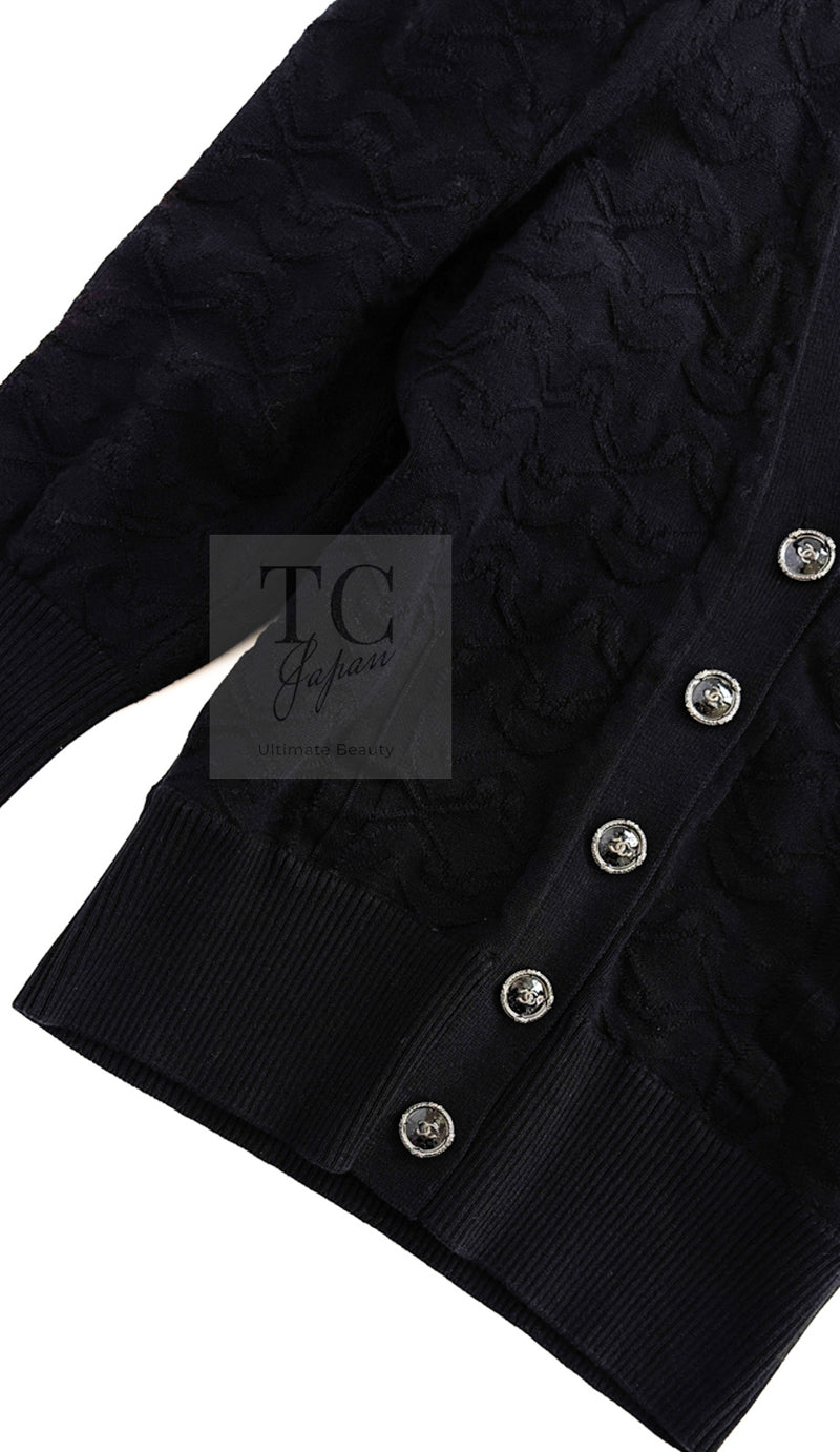 CHANEL 13C Black CC Buttons Cotton Knit Cardigan 36 38 シャネル ブラック ココボタン コットン ニット カーディガン 即発