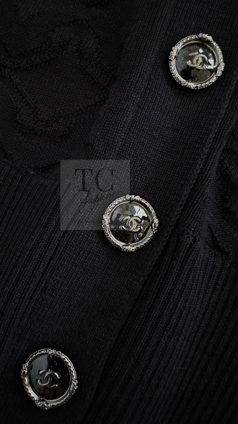 CHANEL 13C Black CC Buttons Cotton Knit Cardigan 36 38 シャネル ブラック ココボタン コットン ニット カーディガン 即発