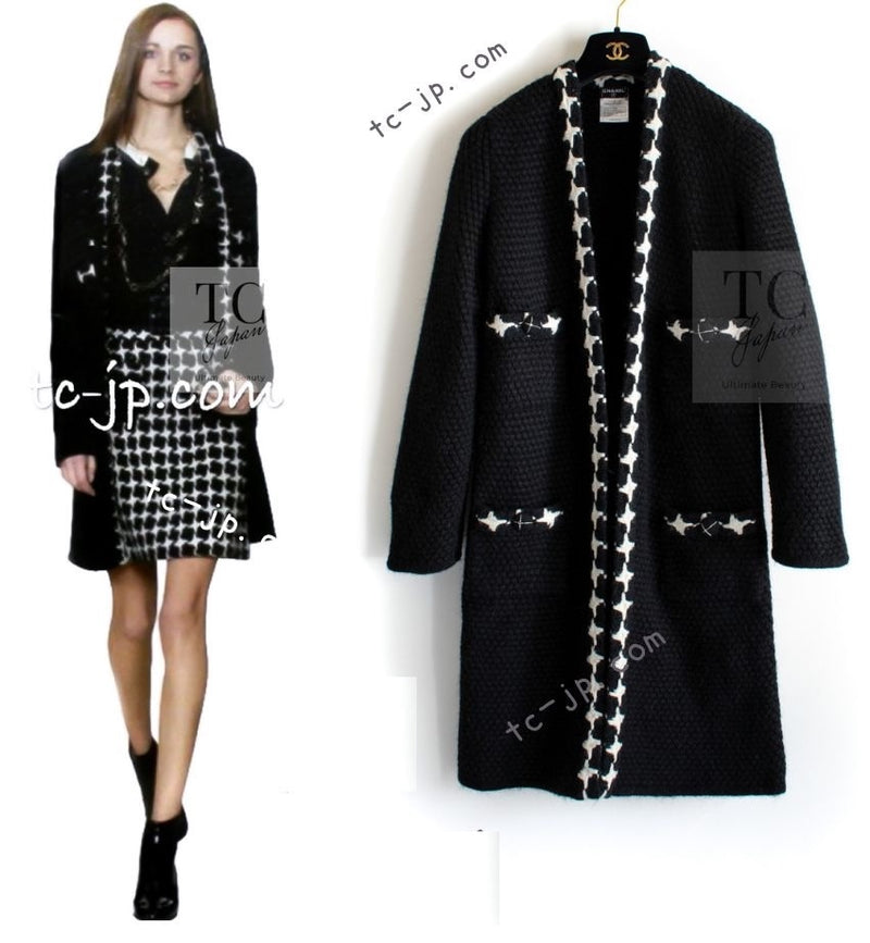 CHANEL 07A Black Cashmere Wool Angora Knit Cardigan Coat 36 38 シャネル ブラック カシミヤ ウール アンゴラ ニット コート カーディガン 即発