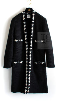 CHANEL 07A Black Cashmere Wool Angora Knit Cardigan Coat 36 38 シャネル ブラック カシミヤ ウール アンゴラ ニット コート カーディガン 即発