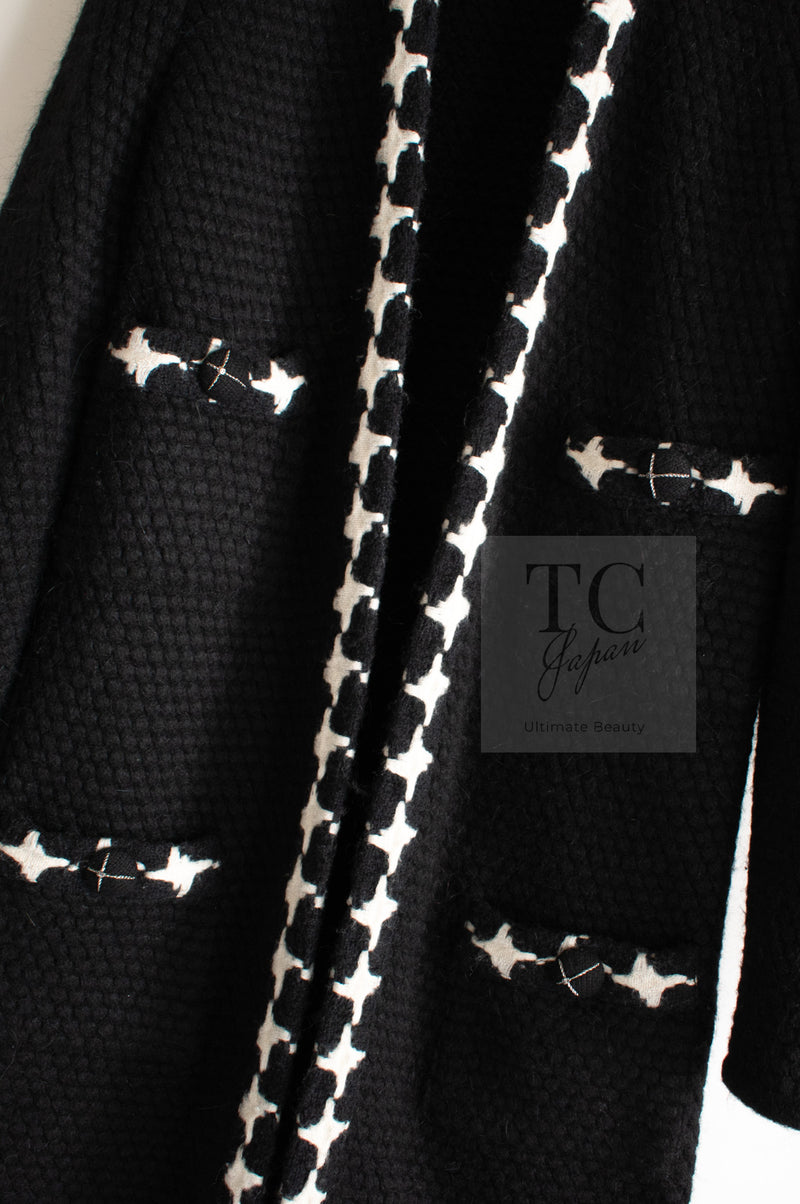 CHANEL 07A Black Cashmere Wool Angora Knit Cardigan Coat 36 38 シャネル ブラック カシミヤ ウール アンゴラ ニット コート カーディガン 即発