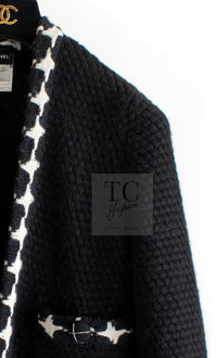 CHANEL 07A Black Cashmere Wool Angora Knit Cardigan Coat 36 38 シャネル ブラック カシミヤ ウール アンゴラ ニット コート カーディガン 即発