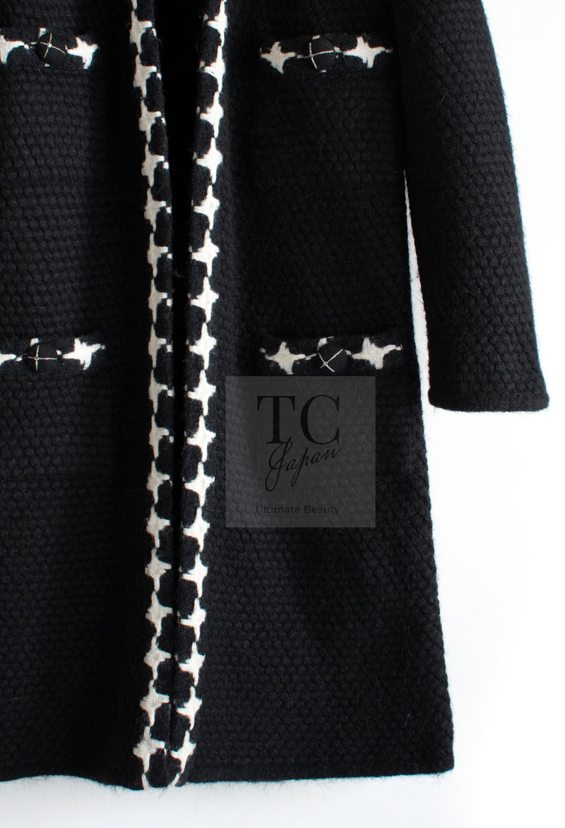 CHANEL 07A Black Cashmere Wool Angora Knit Cardigan Coat 36 38 シャネル ブラック カシミヤ ウール アンゴラ ニット コート カーディガン 即発