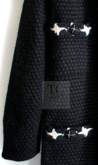 CHANEL 07A Black Cashmere Wool Angora Knit Cardigan Coat 36 38 シャネル ブラック カシミヤ ウール アンゴラ ニット コート カーディガン 即発