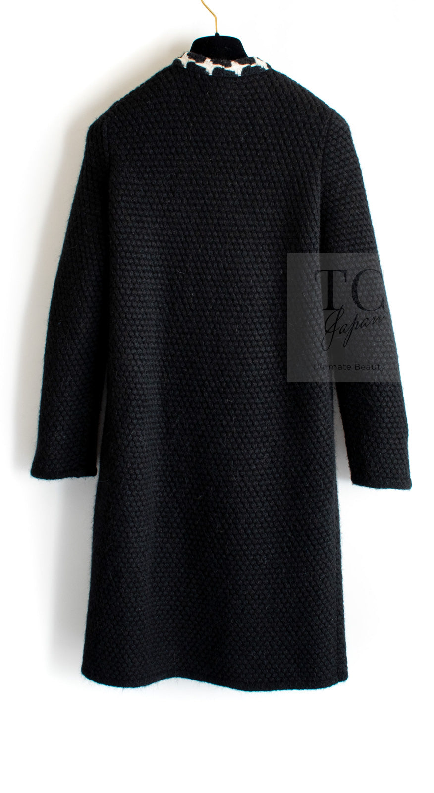 CHANEL 07A Black Cashmere Wool Angora Knit Cardigan Coat 36 38 シャネル ブラック カシミヤ ウール アンゴラ ニット コート カーディガン 即発