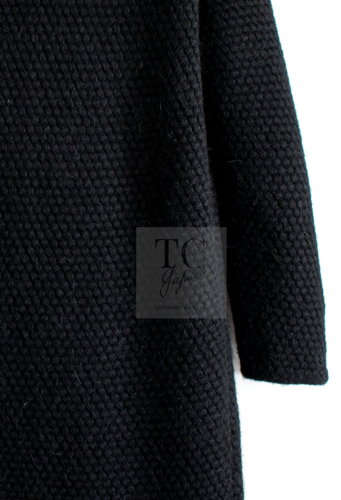 CHANEL 07A Black Cashmere Wool Angora Knit Cardigan Coat 36 38 シャネル ブラック カシミヤ ウール アンゴラ ニット コート カーディガン 即発