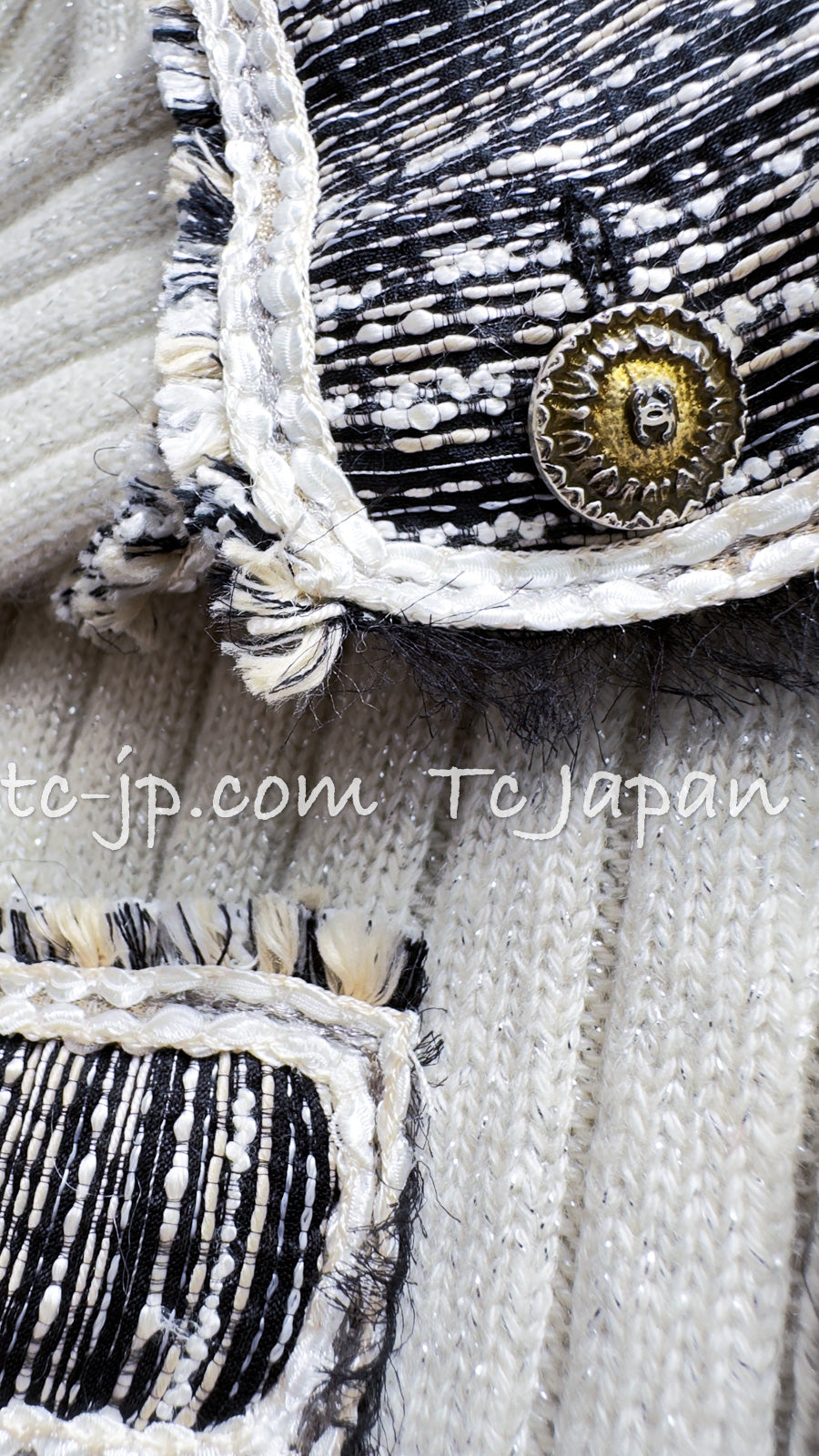 シャネル カーディガン CHANEL カシミア グレー アイボリー シャネル カーディガン CHANEL カシミア グレー アイボリー