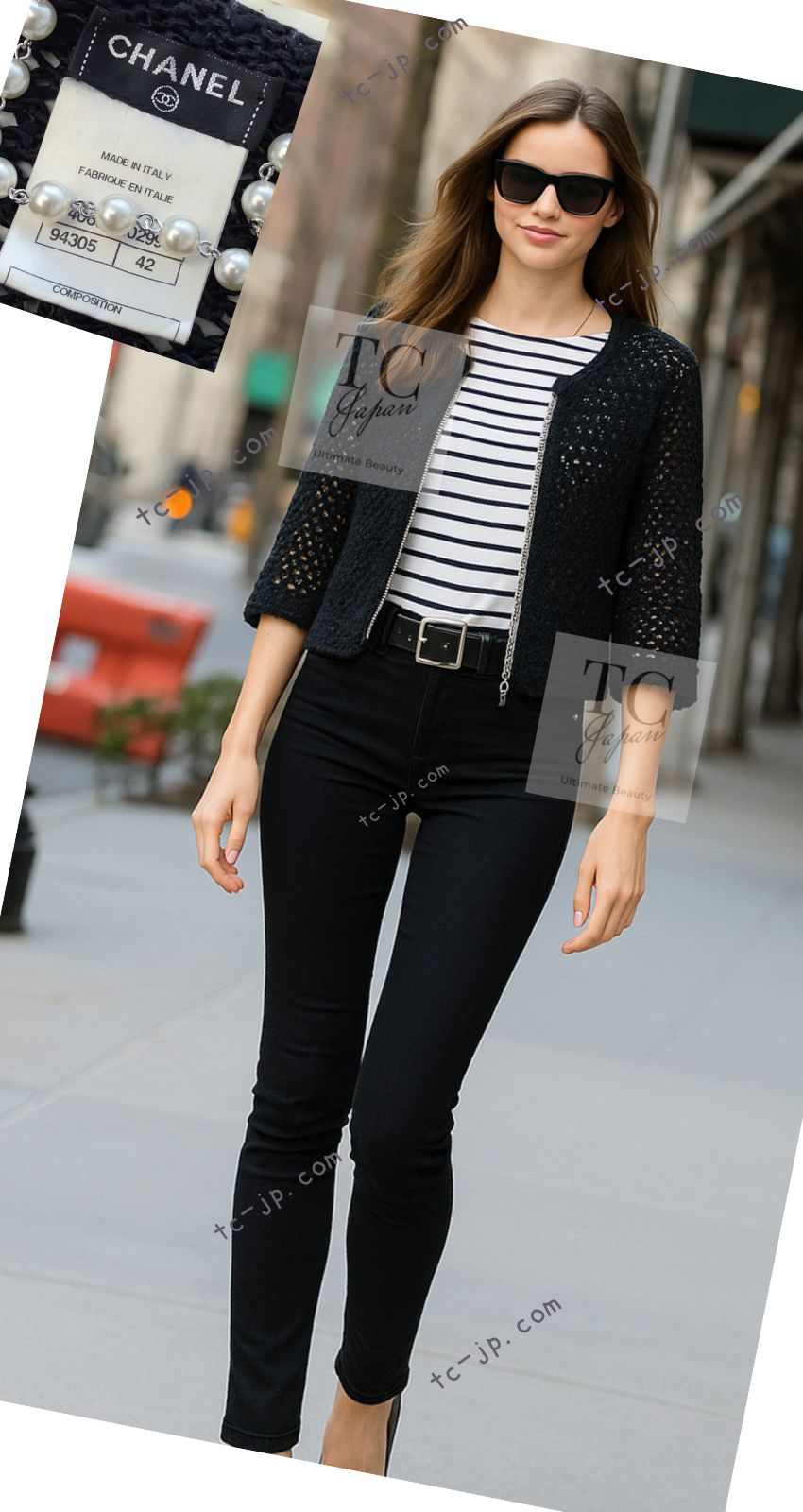 CHANEL 11S Black CC Chain Cotton Knit Cardigan 40 42 シャネル ブラック CC チェーン コットン ニット カーディガン 即発