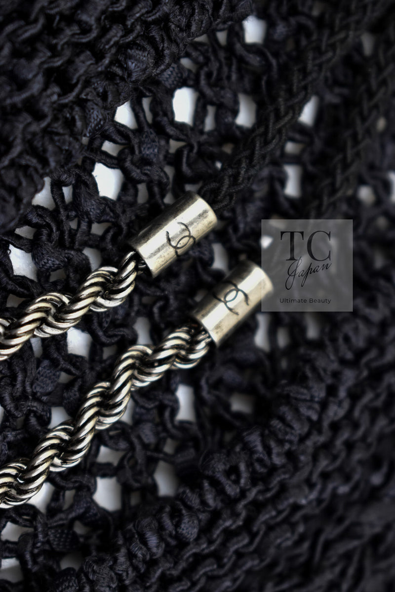 CHANEL 11S Black CC Chain Cotton Knit Cardigan 38 シャネル ブラック CC チェーン コットン ニット カーディガン 即発