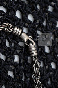 CHANEL 11S Black CC Chain Cotton Knit Cardigan 40 42 シャネル ブラック CC チェーン コットン ニット カーディガン 即発