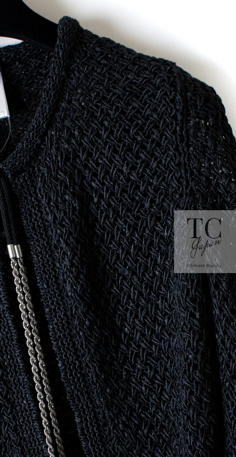 シャネル カーディガン CHANEL ブラック CC チェーン コットン