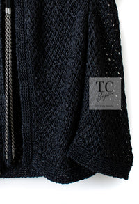 CHANEL 11S Black CC Chain Cotton Knit Cardigan 38 シャネル ブラック CC チェーン コットン ニット カーディガン 即発