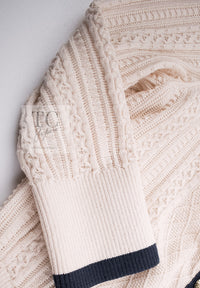 CHANEL 13C Beige Ivory Navy Cotton Knit Cardigan 38 40 シャネル ベージュ アイボリー ネイビー コットン ニット カーディガン 即発