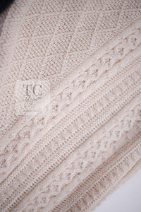 CHANEL 13C Beige Ivory Navy Cotton Knit Cardigan 38 40 シャネル ベージュ アイボリー ネイビー コットン ニット カーディガン 即発