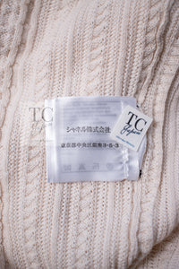 CHANEL 13C Beige Ivory Navy Cotton Knit Cardigan 38 40 シャネル ベージュ アイボリー ネイビー コットン ニット カーディガン 即発