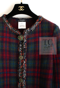 CHANEL 13PF Red Green Blue Gripoix Button Cashmere Cardigan 38 シャネル レッド グリーン ブルー グリポワ 宝石 ボタン カシミア カーディガン 即発