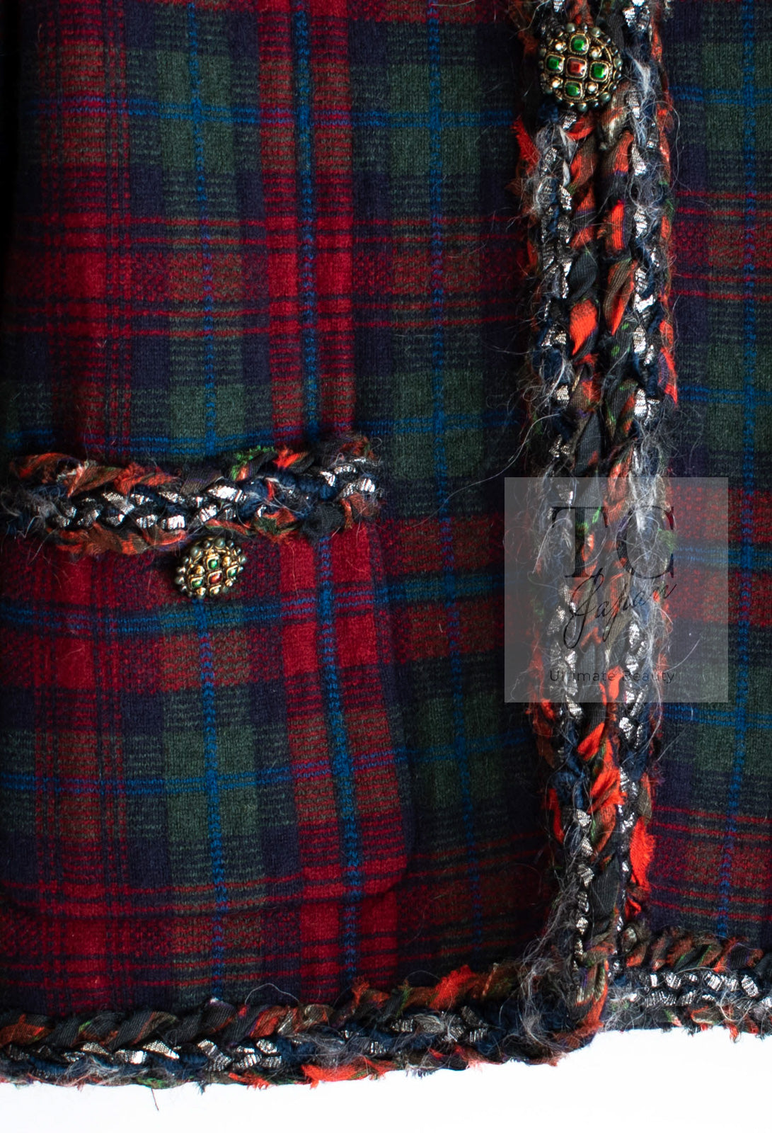 CHANEL 13PF Red Green Blue Gripoix Button Cashmere Cardigan 38 シャネル レッド グリーン ブルー グリポワ 宝石 ボタン カシミア カーディガン 即発