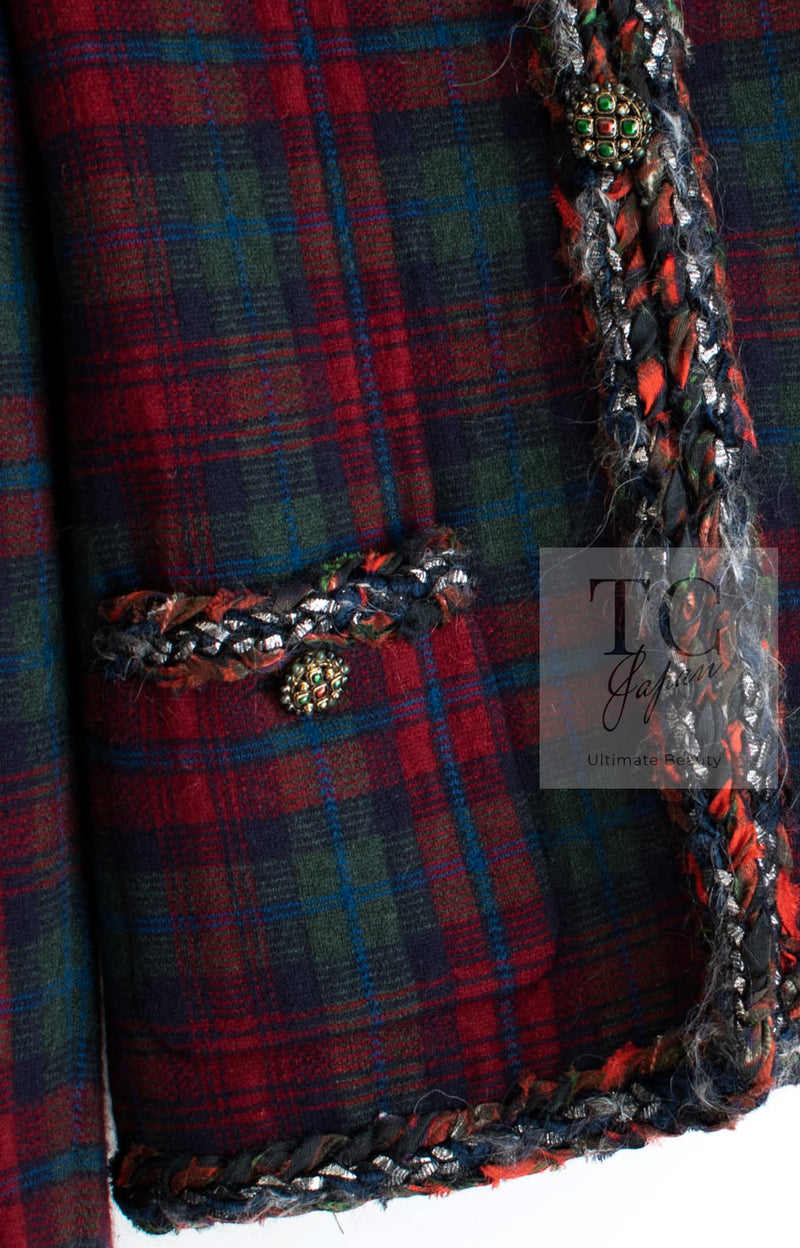 CHANEL 13PF Red Green Blue Gripoix Button Cashmere Cardigan 38 シャネル レッド グリーン ブルー グリポワ 宝石 ボタン カシミア カーディガン 即発