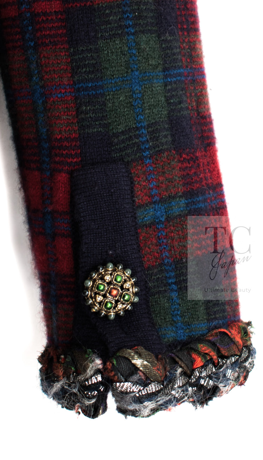 CHANEL 13PF Red Green Blue Gripoix Button Cashmere Cardigan 38 シャネル レッド グリーン ブルー グリポワ 宝石 ボタン カシミア カーディガン 即発