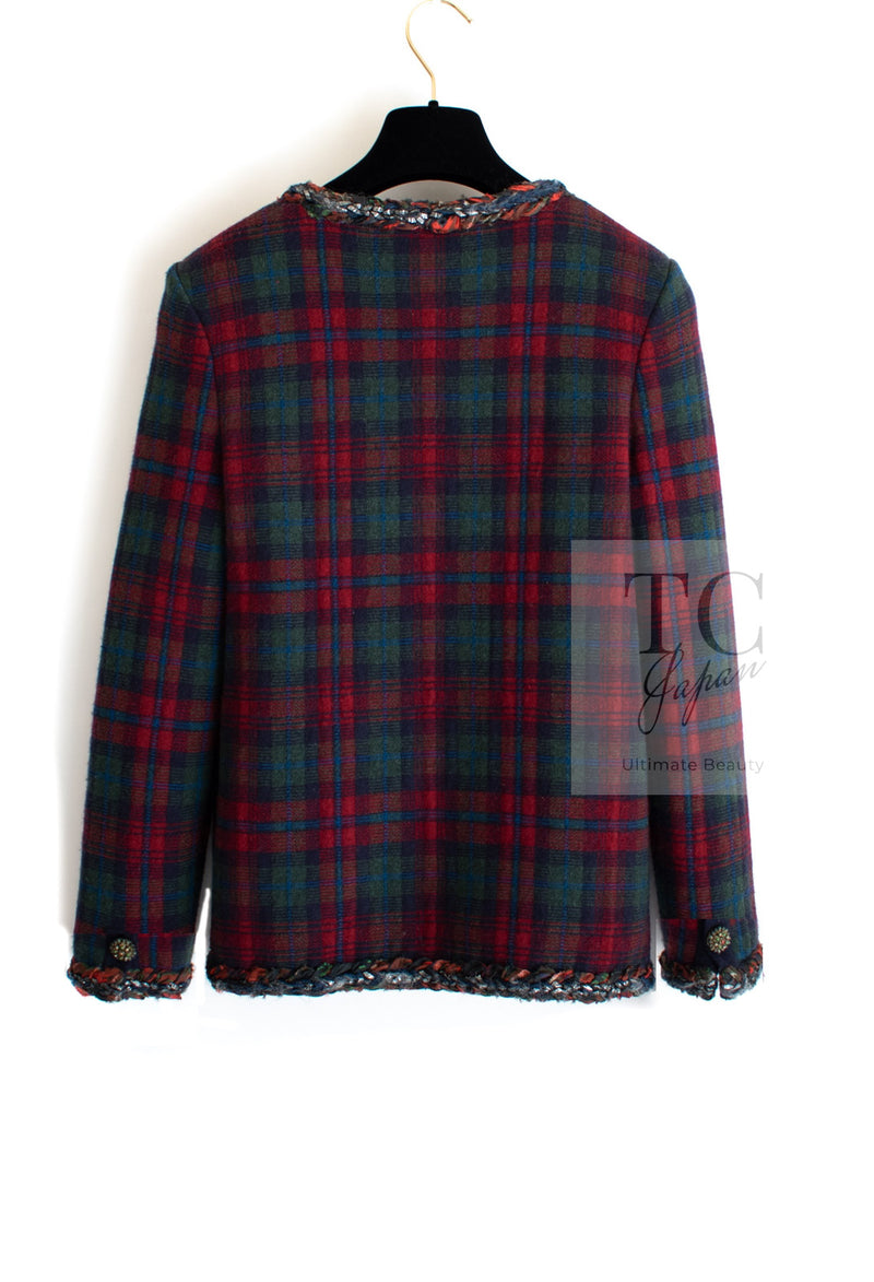 CHANEL 13PF Red Green Blue Gripoix Button Cashmere Cardigan 38 シャネル レッド グリーン ブルー グリポワ 宝石 ボタン カシミア カーディガン 即発