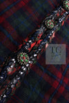 CHANEL 13PF Red Green Blue Gripoix Button Cashmere Cardigan 38 シャネル レッド グリーン ブルー グリポワ 宝石 ボタン カシミア カーディガン 即発