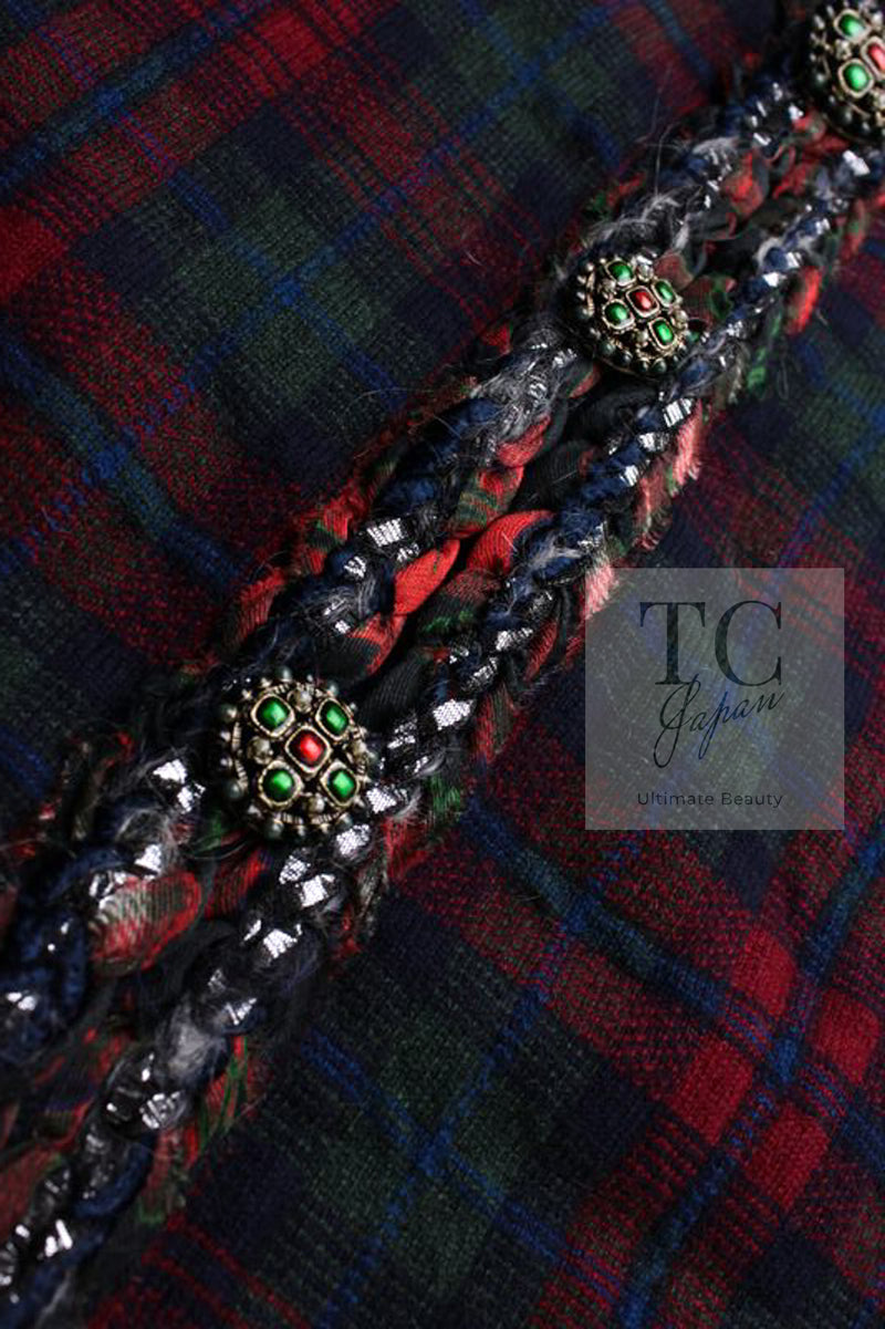CHANEL 13PF Red Green Blue Gripoix Button Cashmere Cardigan 38 シャネル レッド グリーン ブルー グリポワ 宝石 ボタン カシミア カーディガン 即発