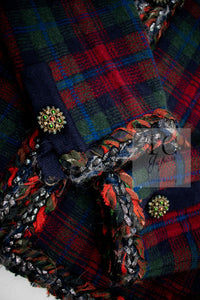 CHANEL 13PF Red Green Blue Gripoix Button Cashmere Cardigan 38 シャネル レッド グリーン ブルー グリポワ 宝石 ボタン カシミア カーディガン 即発