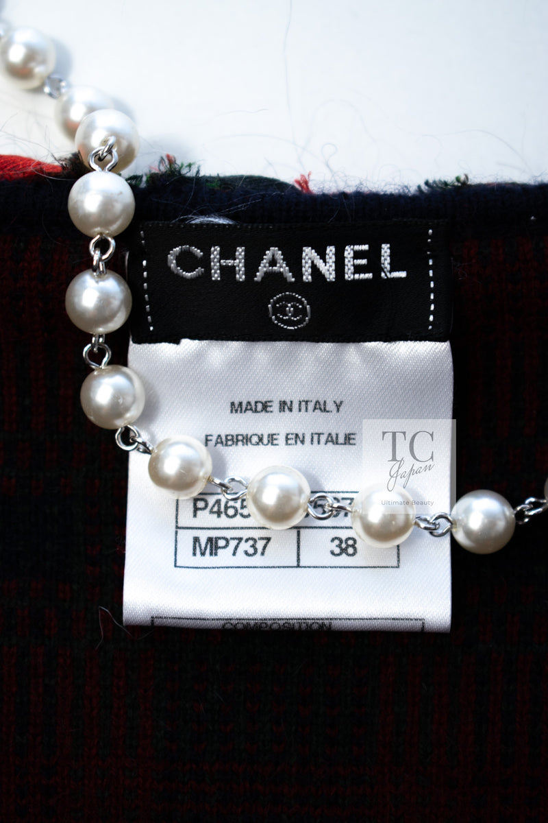 CHANEL 13PF Red Green Blue Gripoix Button Cashmere Cardigan 38 シャネル レッド グリーン ブルー グリポワ 宝石 ボタン カシミア カーディガン 即発