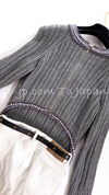 CHANEL 08A Gray Cashmere Beads Trim Knit Tops Skrit Dress 34 36  シャネル グレー カシミヤ ビーズ トリム ニット スカート トップス ワンピース