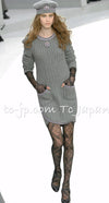 CHANEL 08A Gray Cashmere Beads Trim Knit Tops Skrit Dress 34 36  シャネル グレー カシミヤ ビーズ トリム ニット スカート トップス ワンピース 即発