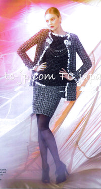 CHANEL 09S Purple Cotton Wool Tweed Sequin Trim Coat 44 46 シャネル パープル コットン ウール ツイード スパンコール トリム コート 即発