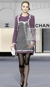 CHANEL 09S Purple Cotton Wool Tweed Sequin Trim Coat 44 46 シャネル パープル コットン ウール ツイード スパンコール トリム コート 即発