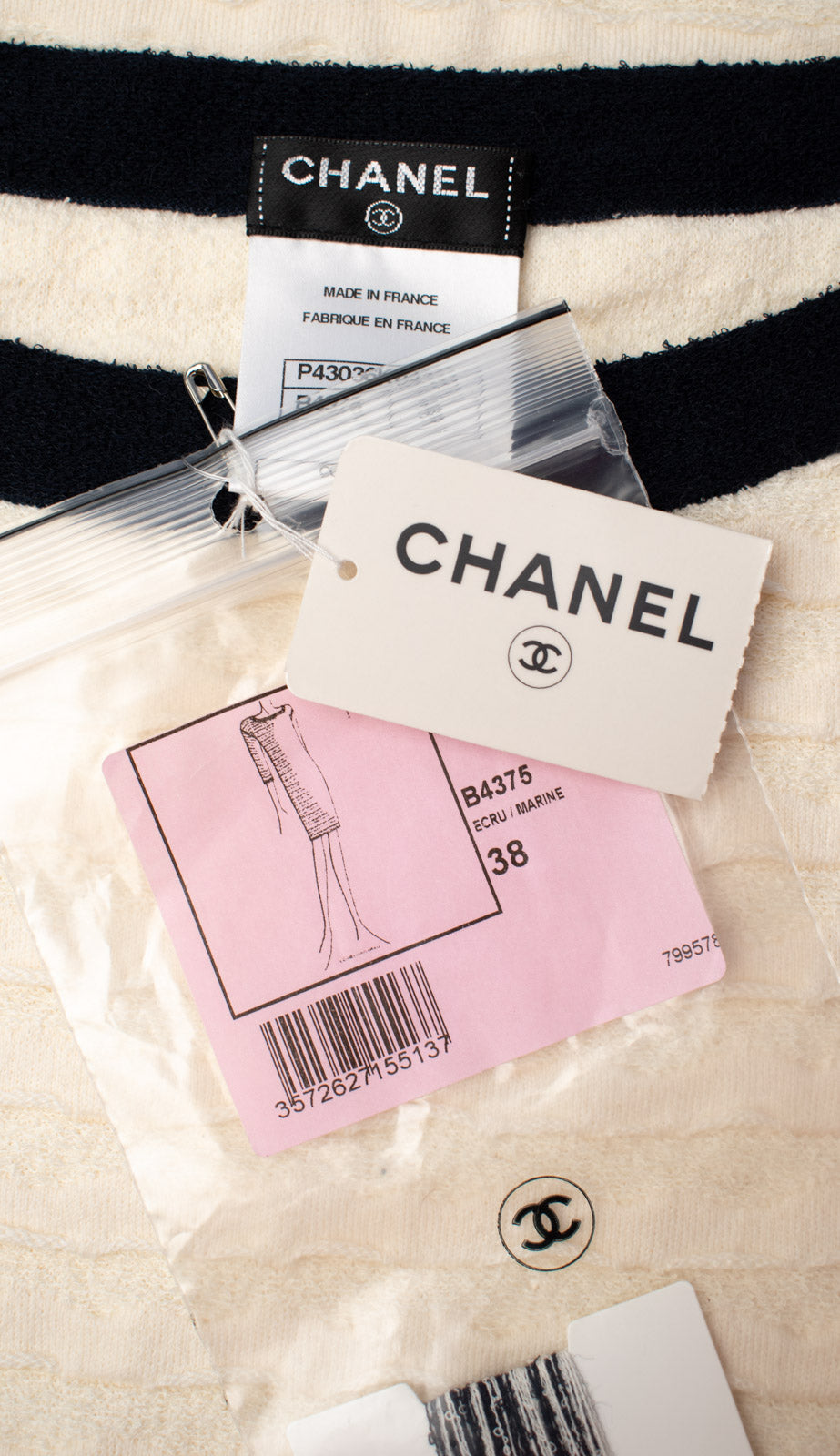 CHANEL 12C Ivory Cotton Cashmere Knit Dress 34 36 38 シャネル アイボリー ジャージ カシミア混 コットン ニット ワンピース 即発