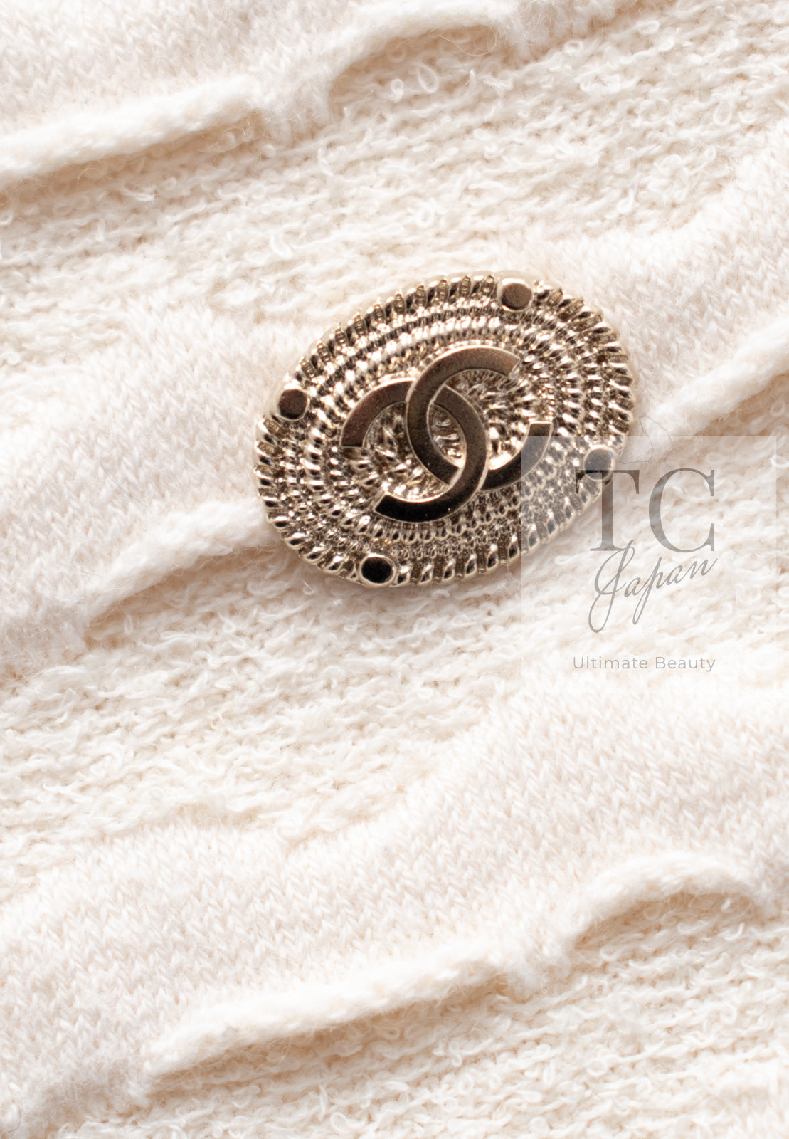 シャネル ワンピース CHANEL アイボリー ジャージ カシミア混 コットン