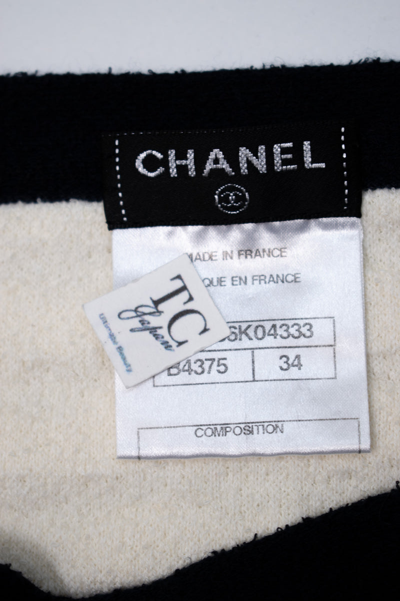CHANEL 12C Ivory Cotton Cashmere Knit Dress 34 36 シャネル アイボリー ジャージ カシミア混 コットン ニット ワンピース 即発