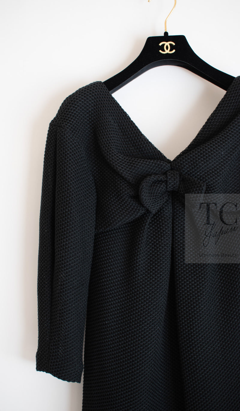 CHANEL 13S Black Mesh Cotton Dress 36 38 シャネル 女優 ハンヒョジュ着 ブラック ワッフル生地 メッシュ コットン ワンピース 即発 - TC JAPAN