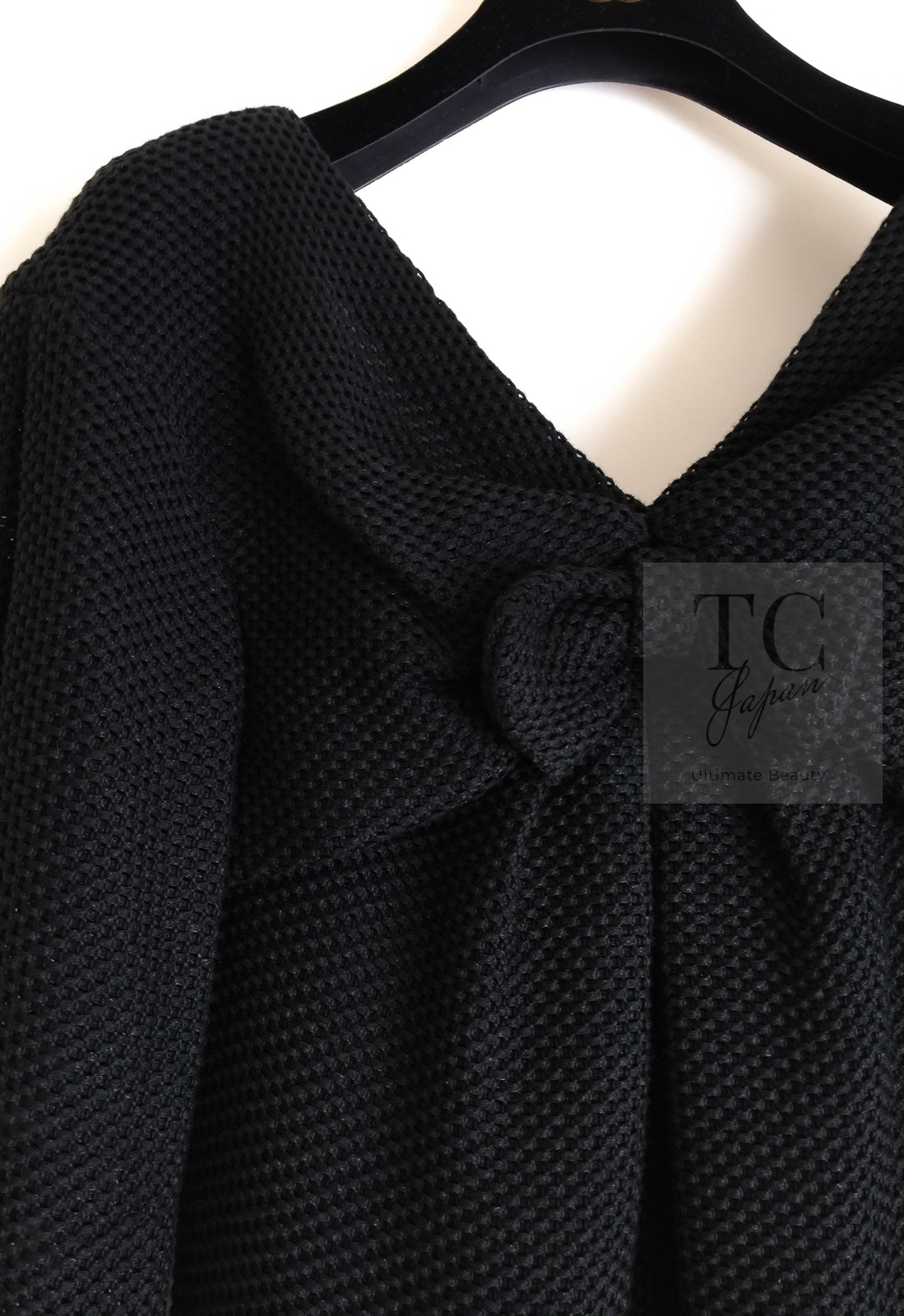 CHANEL 13S Black Mesh Cotton Dress 36 38 シャネル 女優 ハンヒョジュ着 ブラック ワッフル生地 メッシュ コットン ワンピース 即発 - TC JAPAN