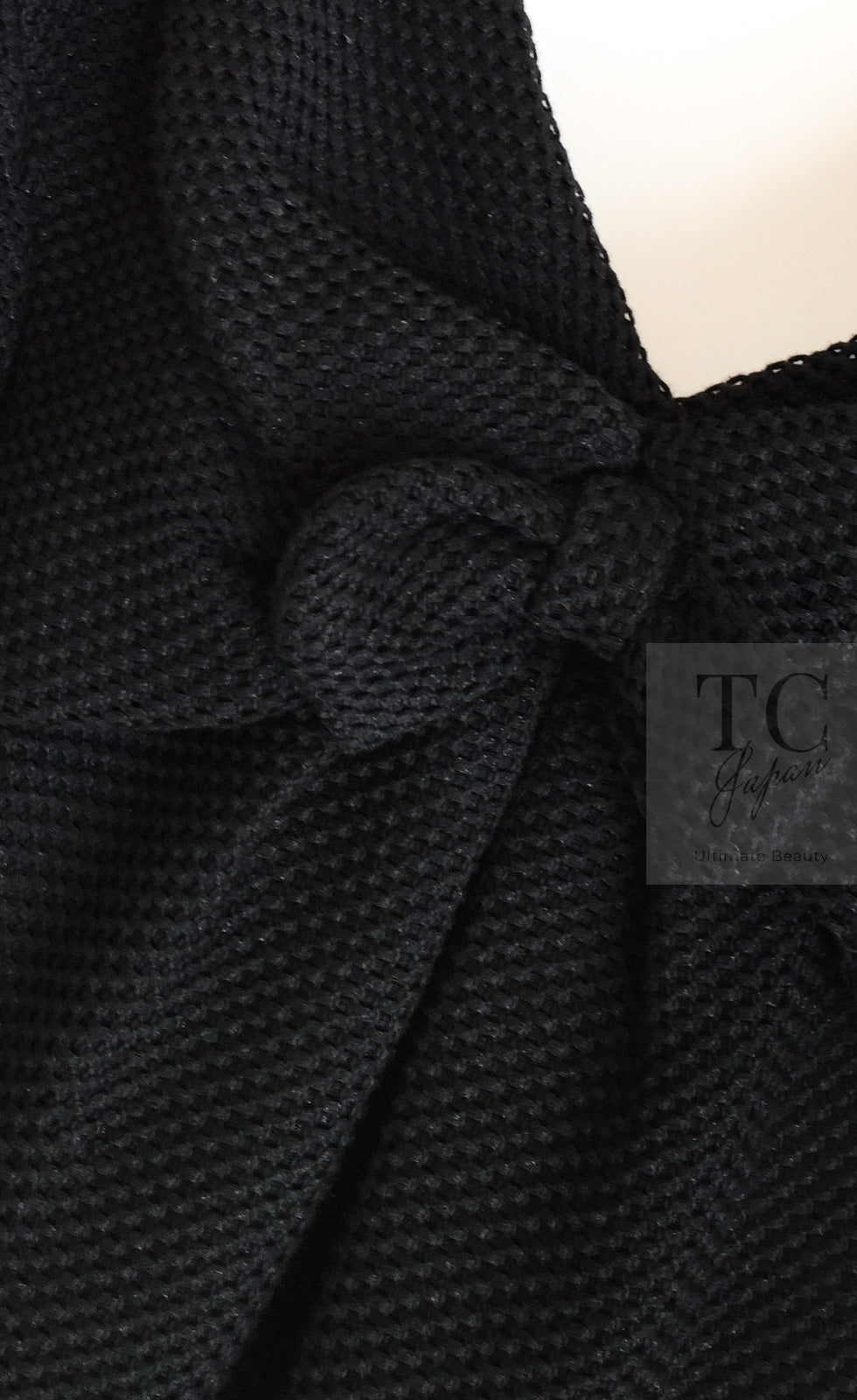 CHANEL 13S Black Mesh Cotton Dress 36 38 シャネル 女優 ハンヒョジュ着 ブラック ワッフル生地 メッシュ コットン ワンピース 即発