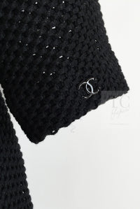 CHANEL 13S Black Mesh Cotton Dress 36 38 シャネル 女優 ハンヒョジュ着 ブラック ワッフル生地 メッシュ コットン ワンピース 即発