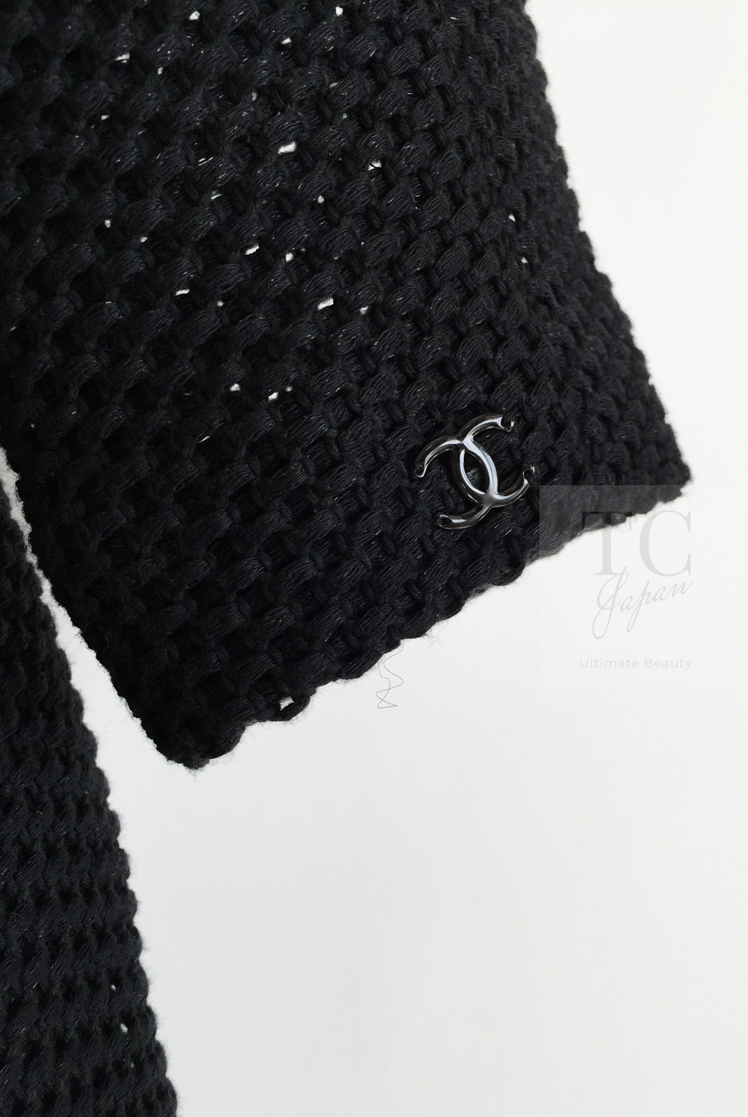 CHANEL 13S Black Mesh Cotton Dress 36 38 シャネル 女優 ハンヒョジュ着 ブラック ワッフル生地 メッシュ コットン ワンピース 即発