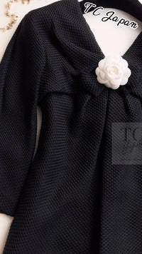 CHANEL 13S Black Mesh Cotton Dress 36 38 シャネル 女優 ハンヒョジュ着 ブラック ワッフル生地 メッシュ コットン ワンピース 即発