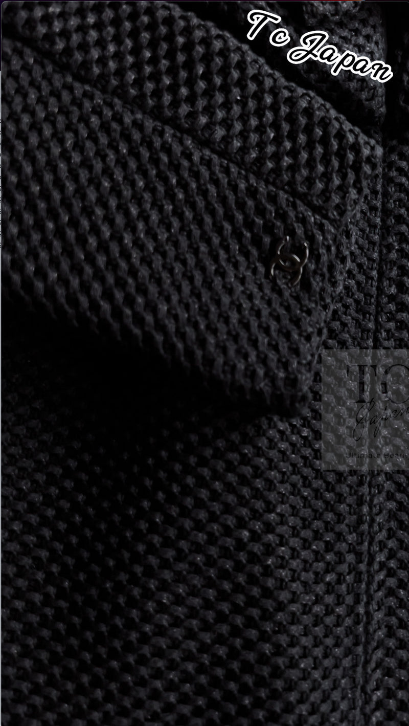 CHANEL 13S Black Mesh Cotton Dress 36 38 シャネル 女優 ハンヒョジュ着 ブラック ワッフル生地 メッシュ コットン ワンピース 即発 - TC JAPAN