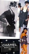 CHANEL 89S Vintage Navy Gray Wool Dot Print Dress 34 36 シャネル ヴィンテージ ネイビー グレー ウール ドット柄 ワンピース 即発
