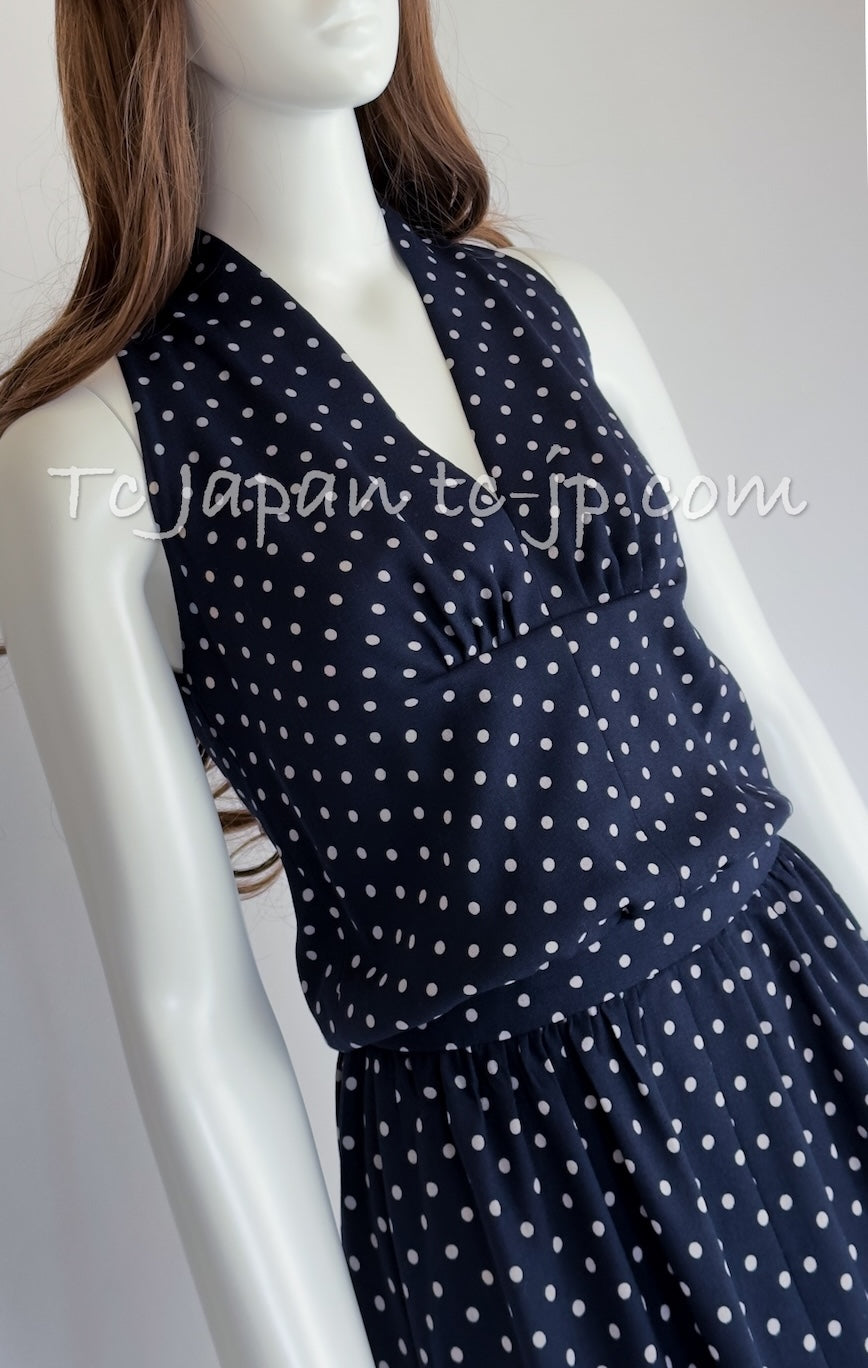 シャネル♡ワンピース　CHANEL vintage print dress シャネル ヴィンテージ ワンピース CHANEL ネイビー グレー ウール
