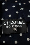 CHANEL 89S Vintage Navy Gray Wool Dot Print Dress 34 36 シャネル ヴィンテージ ネイビー グレー ウール ドット柄 ワンピース 即発