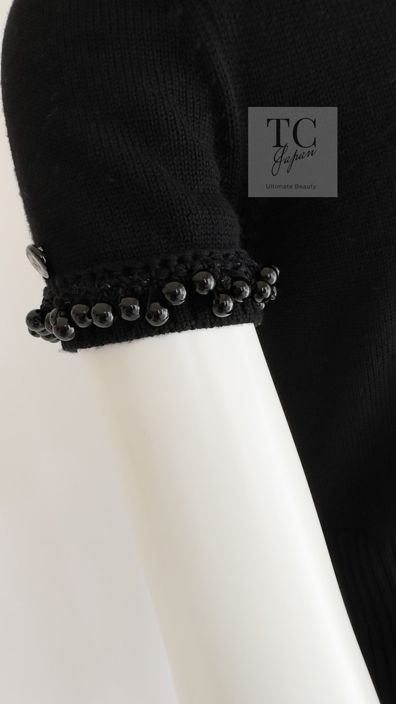 CHANEL 09A Black Beaded Wool Knit Dress 36 シャネル ブラック ビジュー装飾 ウール ニット ワンピース 即発