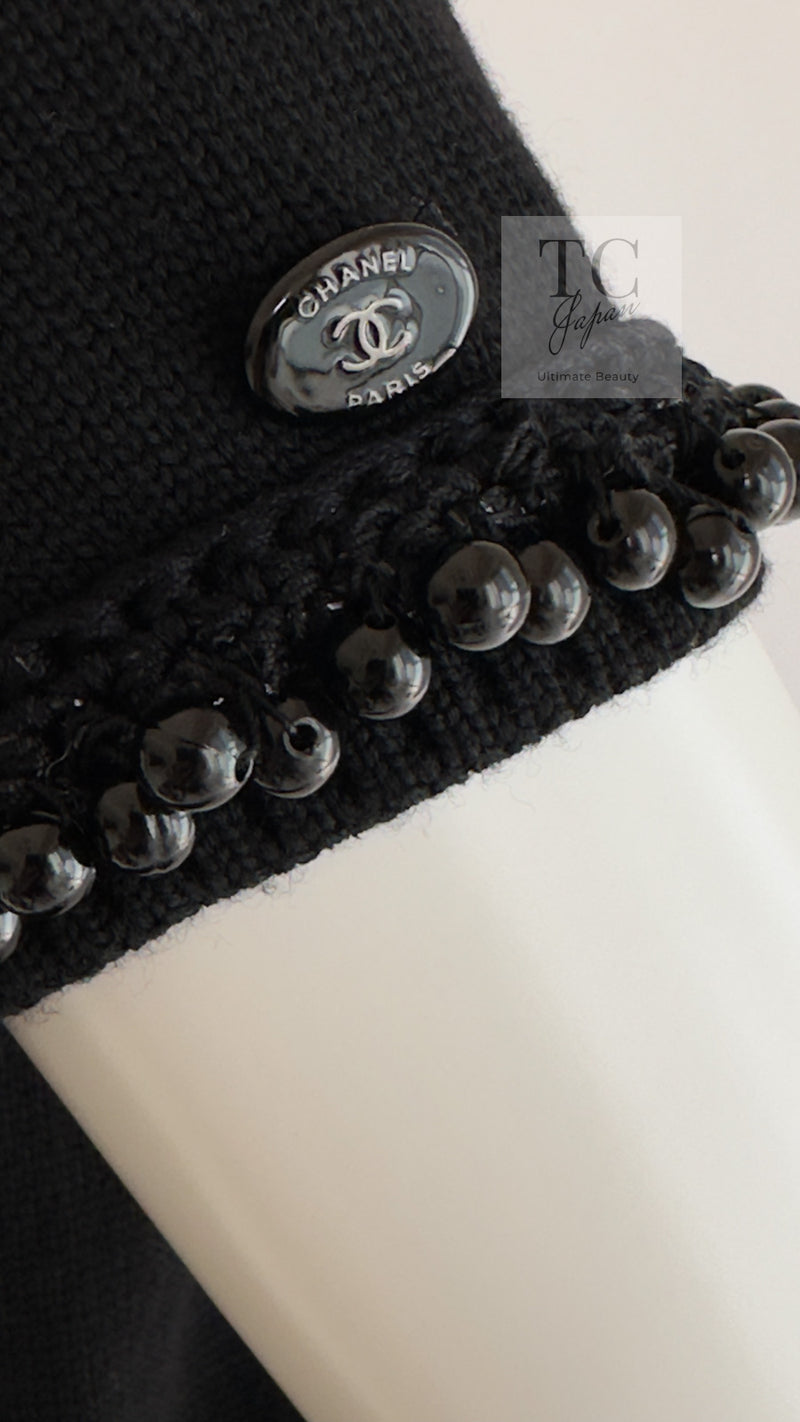 CHANEL 09A Black Beaded Wool Knit Dress 36 シャネル ブラック ビジュー装飾 ウール ニット ワンピース 即発